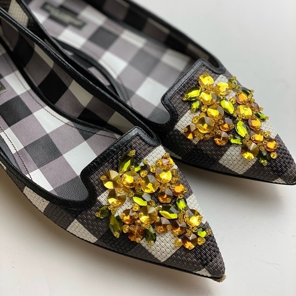 DOLCE & GABBANA Plaid Black Pointed Toe
Embellished Flat - Picture 2 of 9